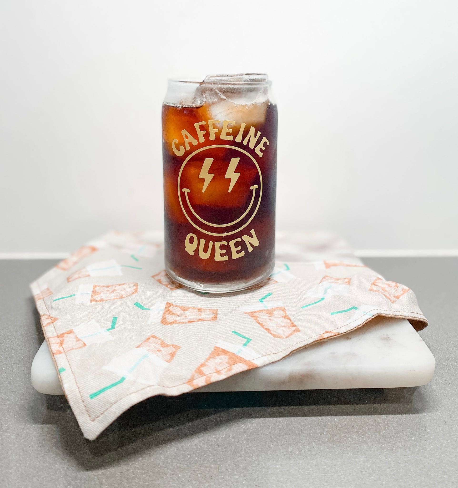 Caffeine Queen Glass Can Cup
